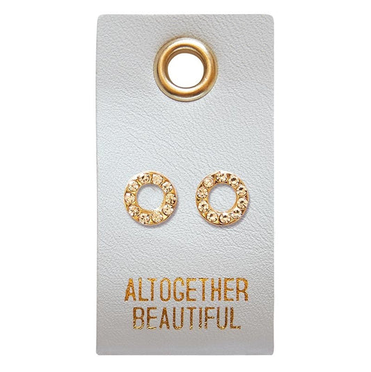 Earrings-All Together Beautiful/Circle Studs On Leather Tag