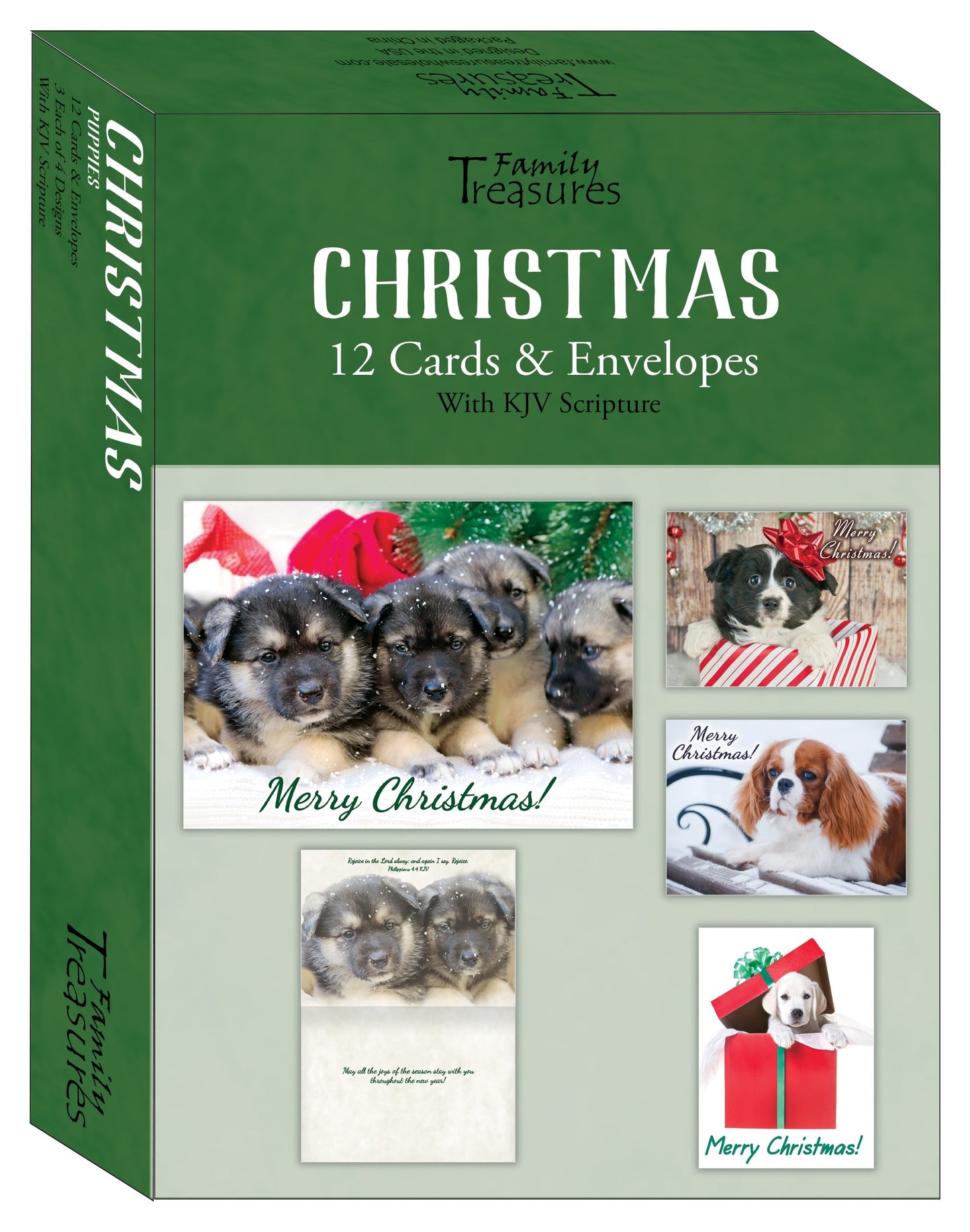 Card-Boxed-Christmas-Puppies (Box Of 12)