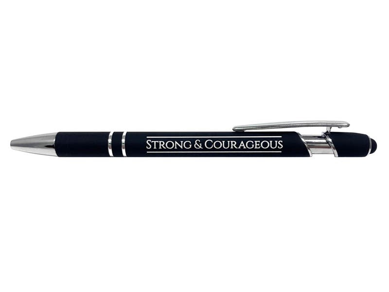 Soft Touch Gift Pen-Strong & Courageous-Black