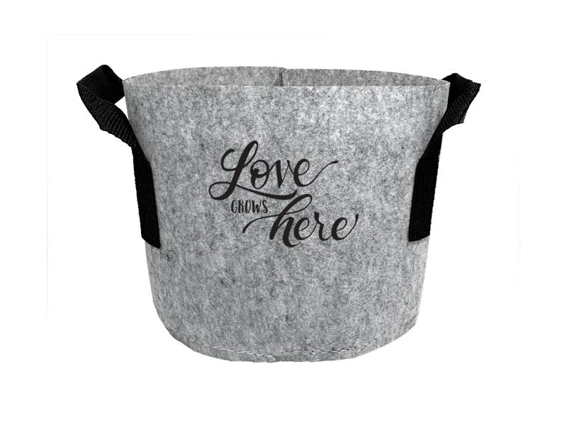 Grow Bag-Love Grows Here w/Handles-Gray (1 Gallon)