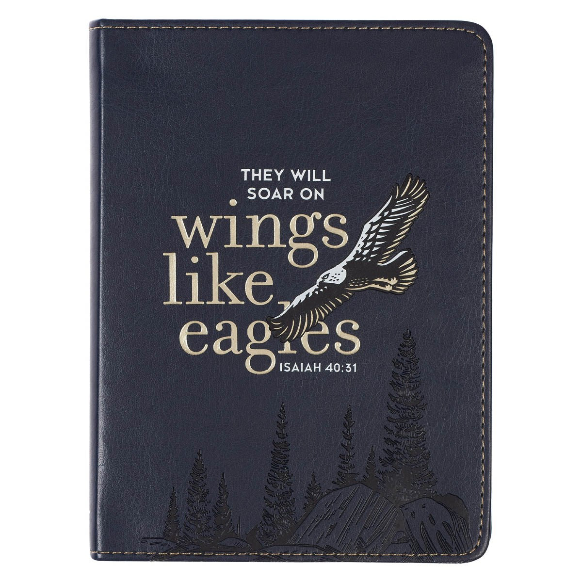 Journal-Handy Sized-Wings Like Eagles-Black LuxLeather