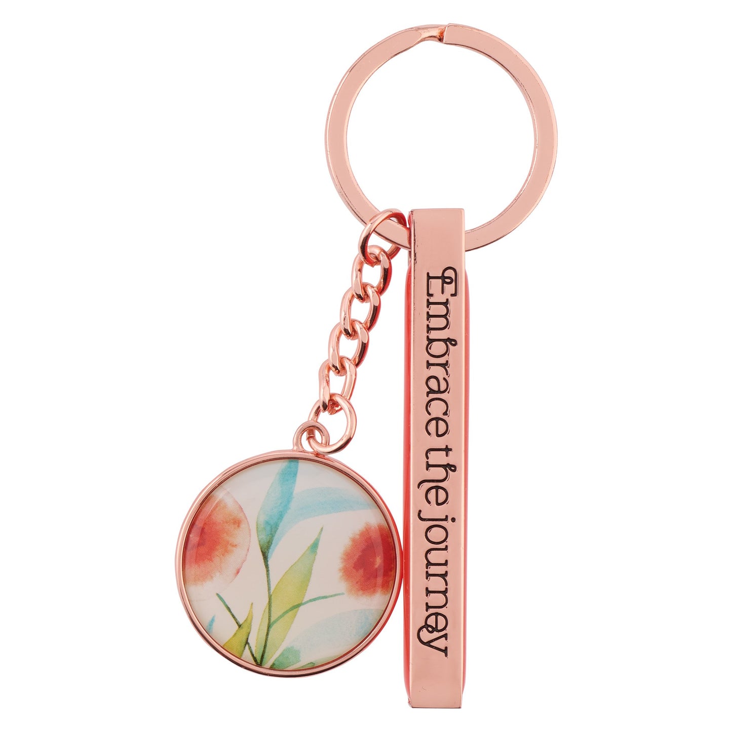 Keyring in Tin-Orange Blossoms/Embrace the Journey