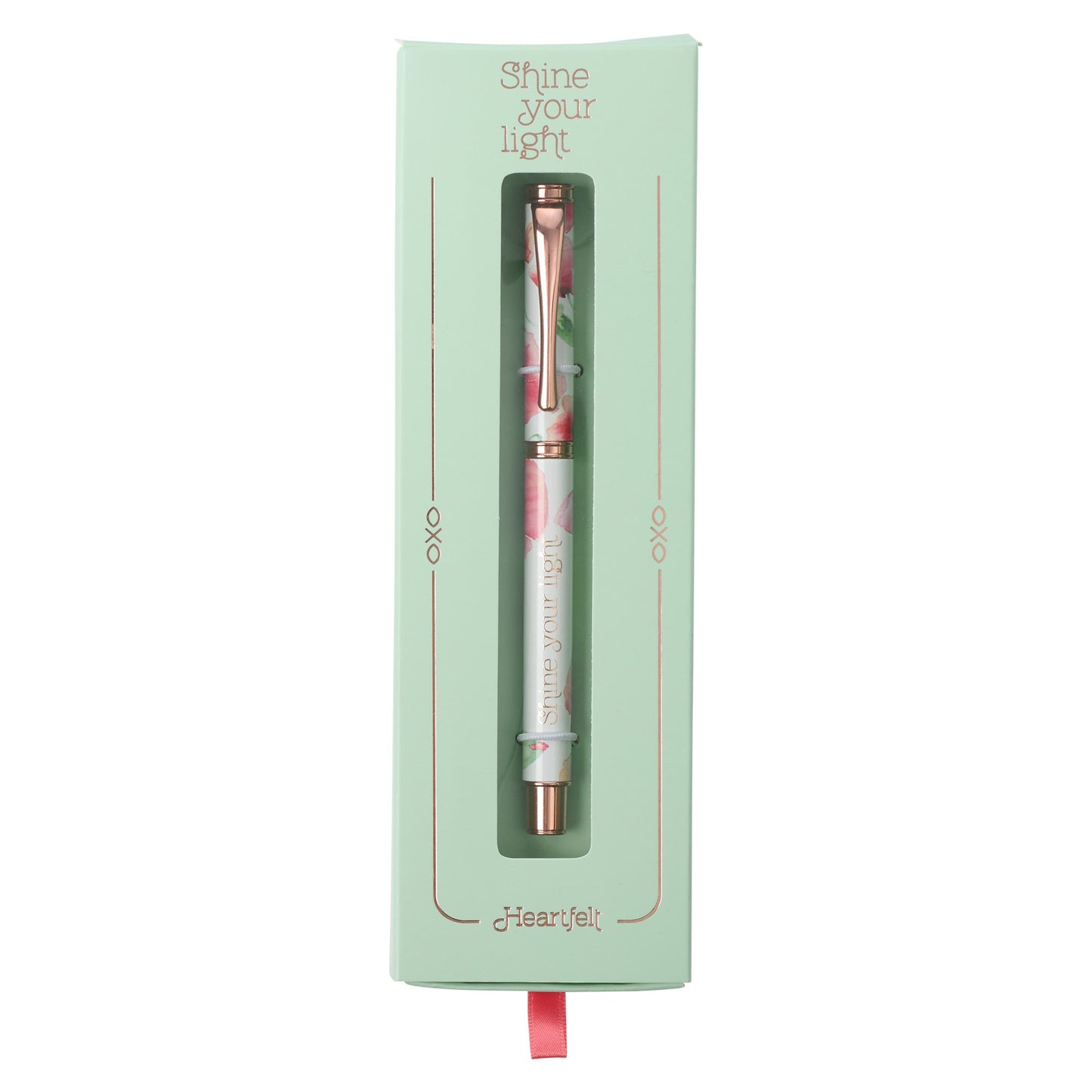Pen in Gift Box-Coral Poppies/Shine Your Light