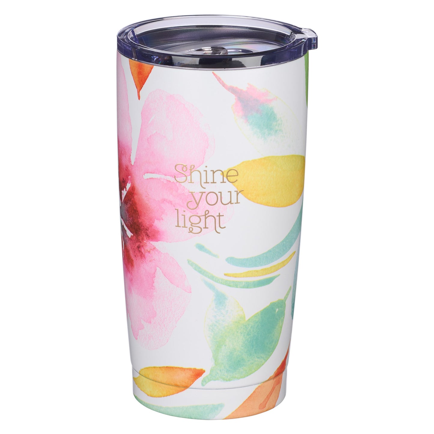 Travel Mug-Pink Daisies/Shine Your Light (Stainless)