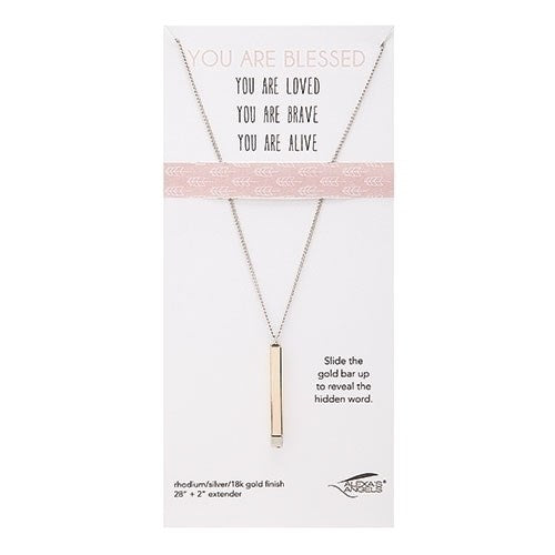 Necklace-Hidden Message-You Are Blessed (28" w/2" ext)