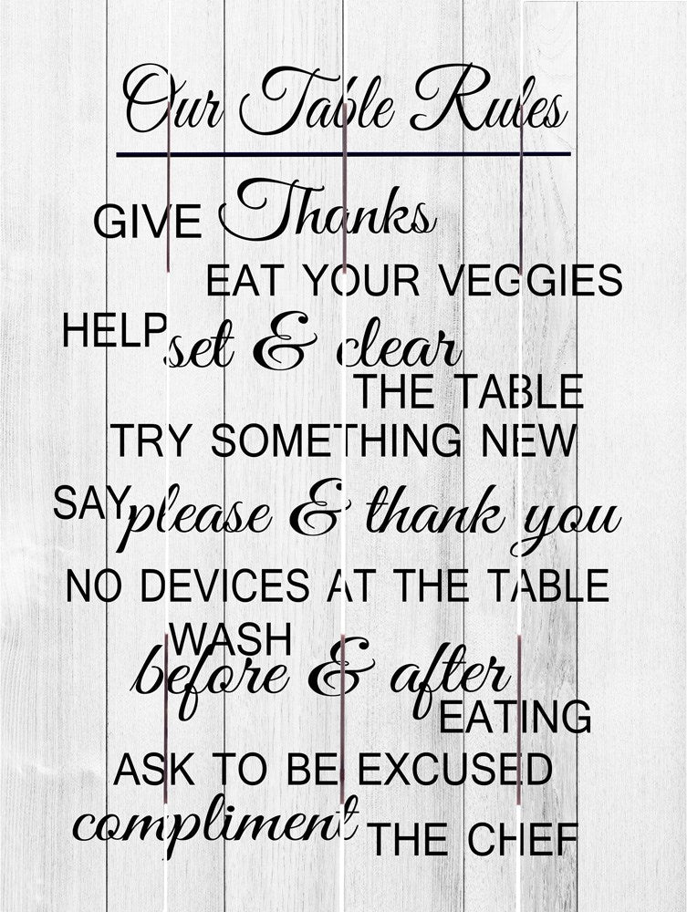 Rustic Pallet Art-Table Rules (9 x 12)