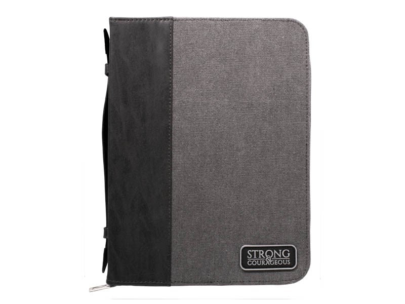 Bible Cover-Strong & Courageous-Leather Look W/Pvc Patch