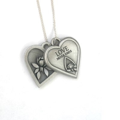Two-Part Heart Tokens-Memorial Tear w/24" Chain