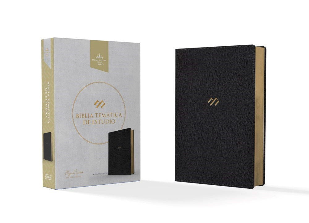 RVR 1960 Biblia Tematica de Estudio (Thematic Study Bible)-Black Genuine Leather