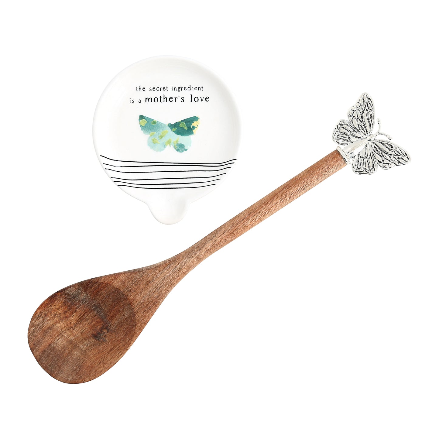 Spoon Rest & Wooden Spoon Boxed Set-Secret Ingredient Is A Mother's Love (4" Rest)