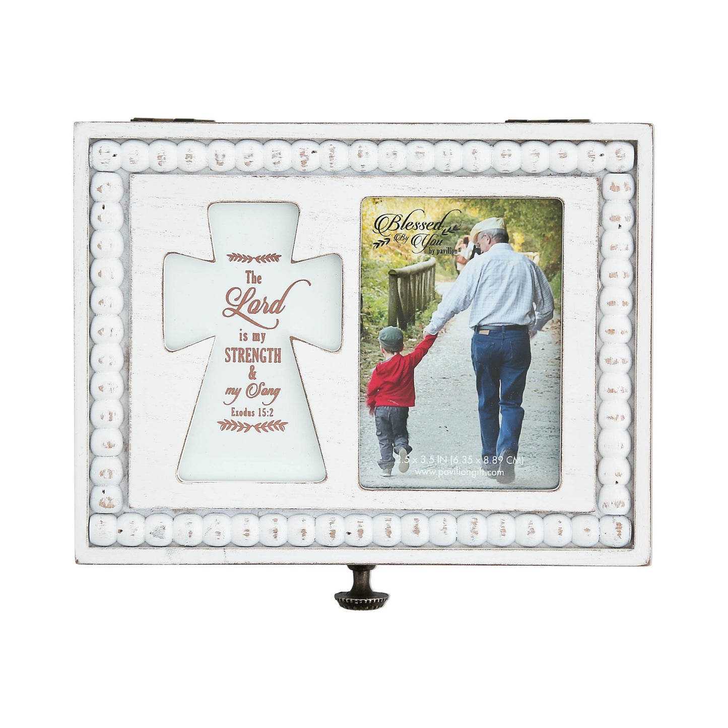 Prayer Box Holds Photo w/Prayer Card-The Lord Is My Strength & My Song (6.5" x 5"x 3")