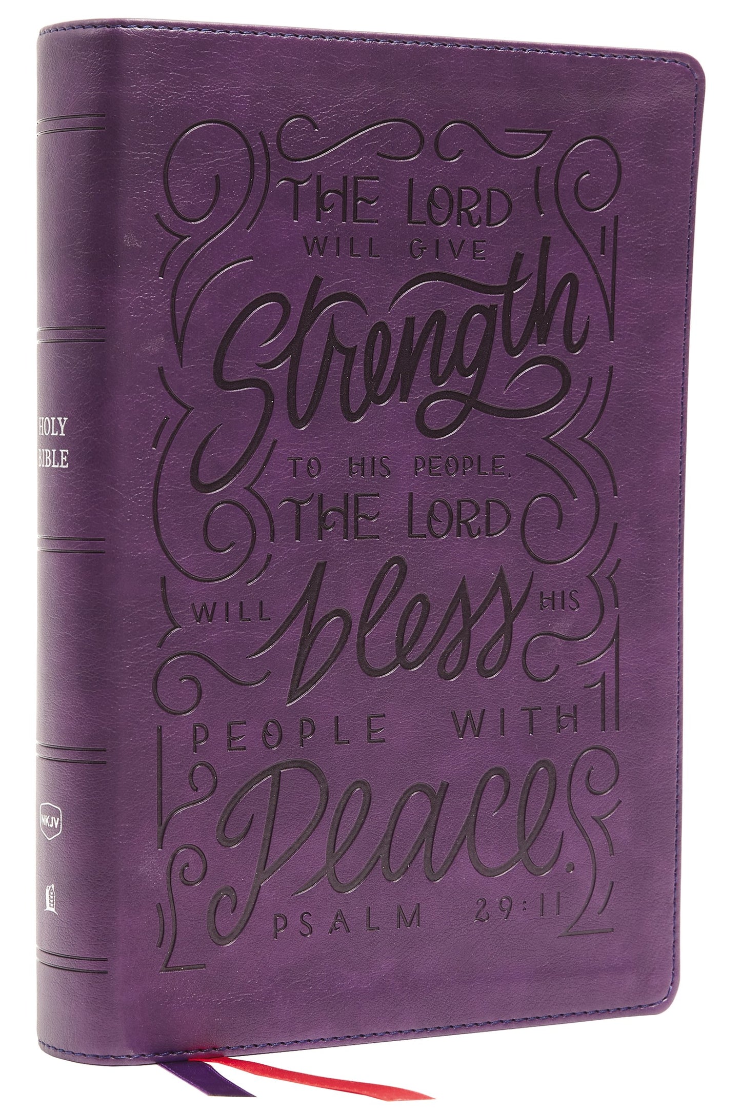 NKJV Giant Print Center-Column Reference Bible Verse Art Cover Collection (Comfort Print)-Purple Leathersoft