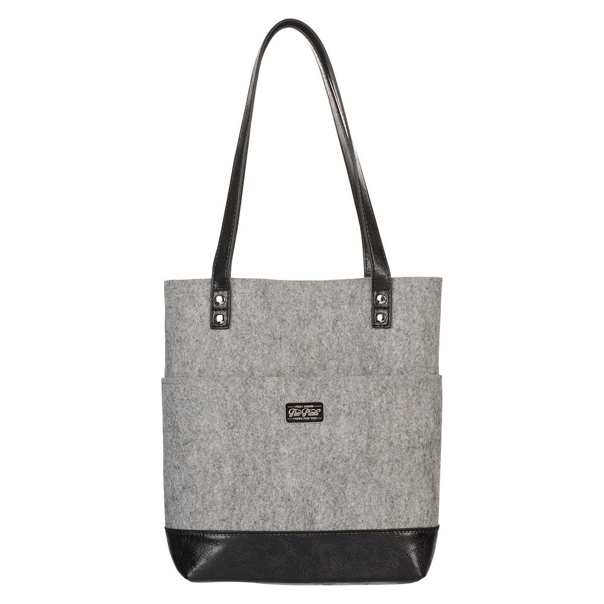 Bible Tote Bag-With Jeremiah 29:11 Badge-Gray And Black