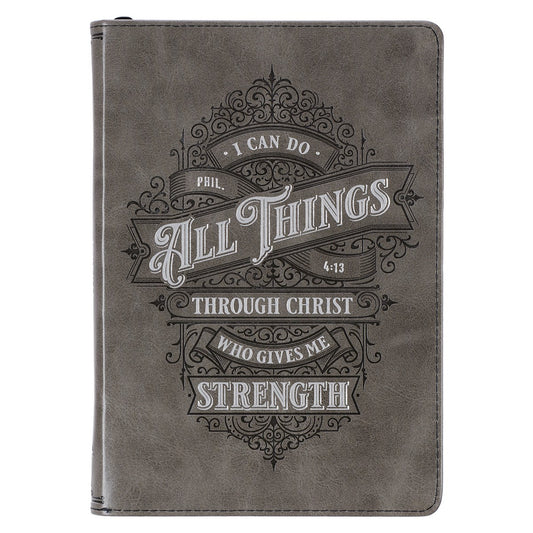 Journal Classic LuxLeather w/Zip-I Can Do All Things Phil. 4:13
