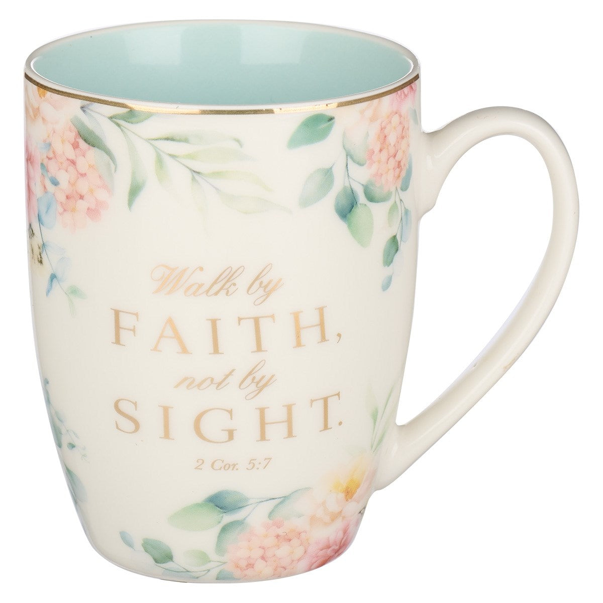 Mug-Walk By Faith Not By Sight (2 Corinthians 5:7)-Robins Egg Blue (MUG844)
