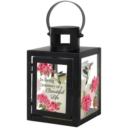 Lantern w/Flameless LED Candle & Timer-In Loving Memory (4" x 9.5" x4")