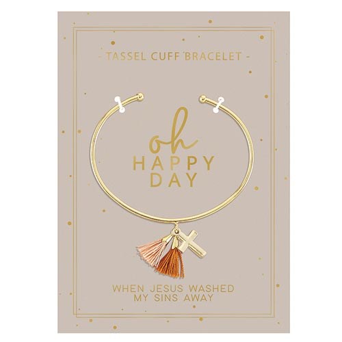 Tassel Cuff Bracelet-Oh Happy Day-Carded