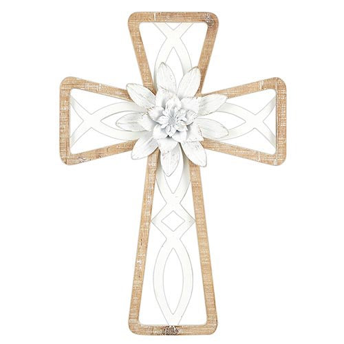 Wall Cross-Framed Icthus (14"H)