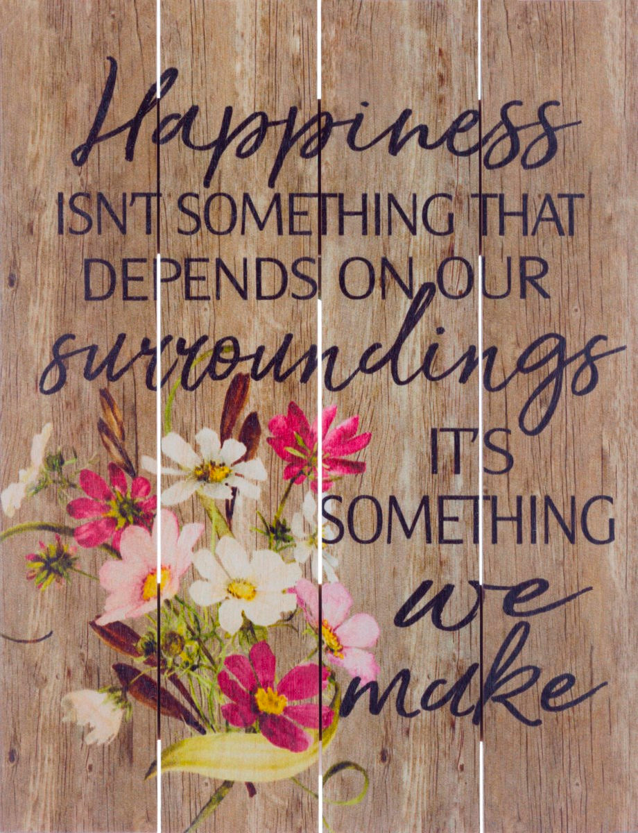 Rustic Pallet Art-Happiness-Brown (9 x 12)