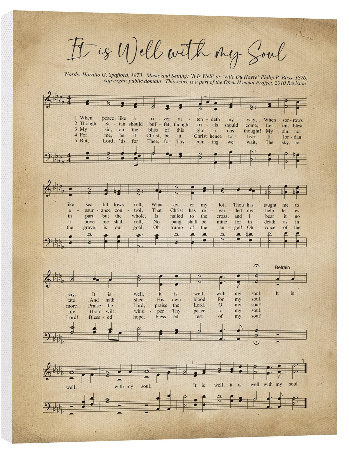 Wall Canvas-It Is Well With My Soul Sheet Music (12" x 15.75")