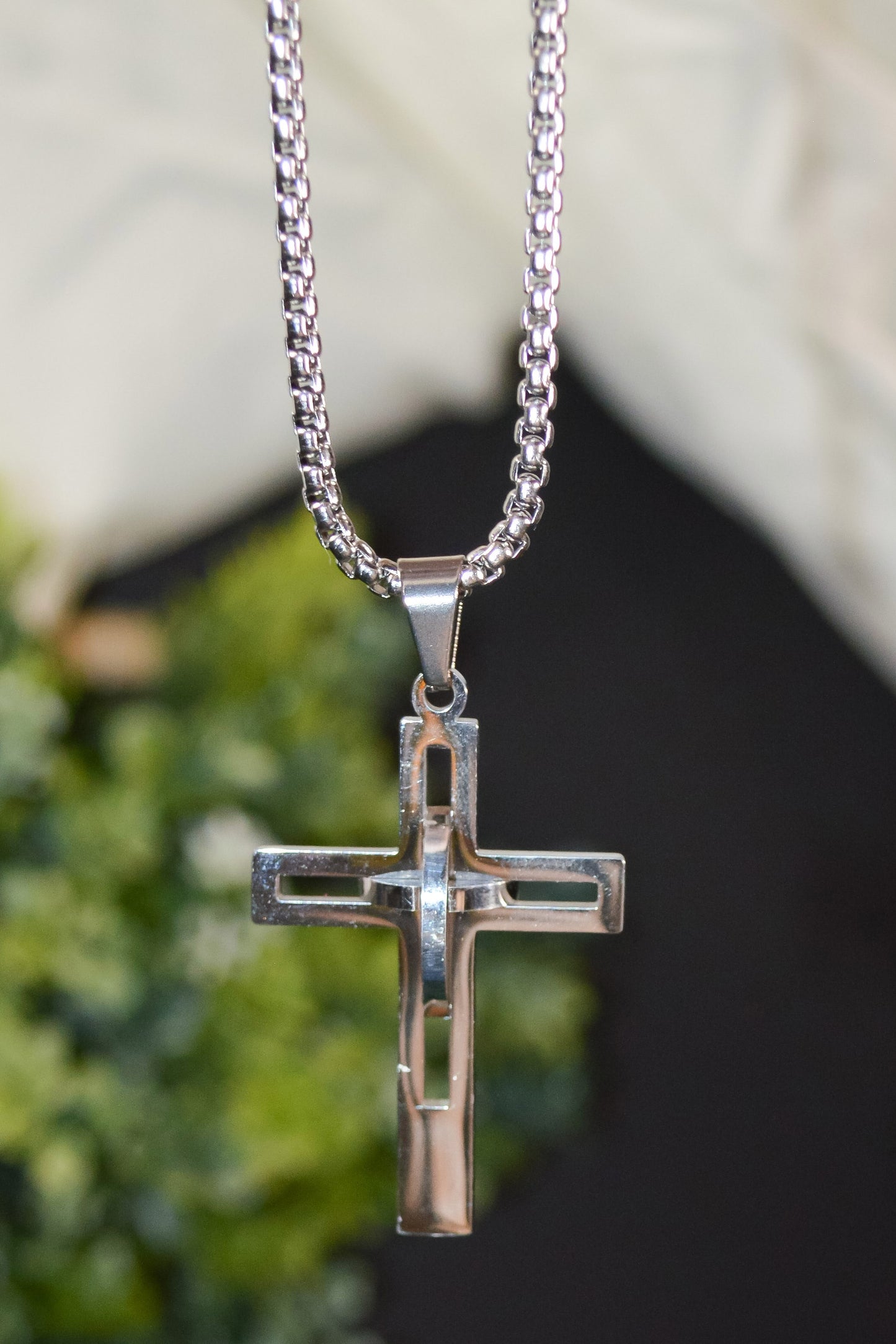 Necklace-Cross-Silver (24") (PUB OUT OF PRINT)