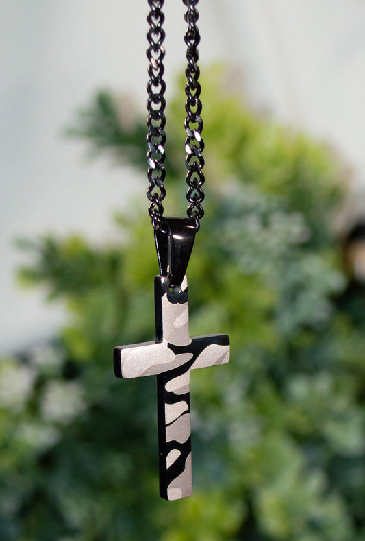 Necklace-Cross-Camo/Black (24")