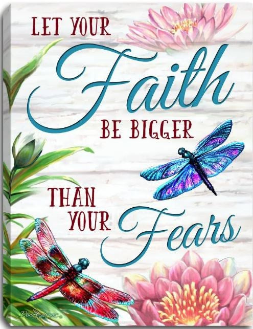 Mini Canvas-Faith Dragonflies-LED Tabletop w/Timer (8" x 6")