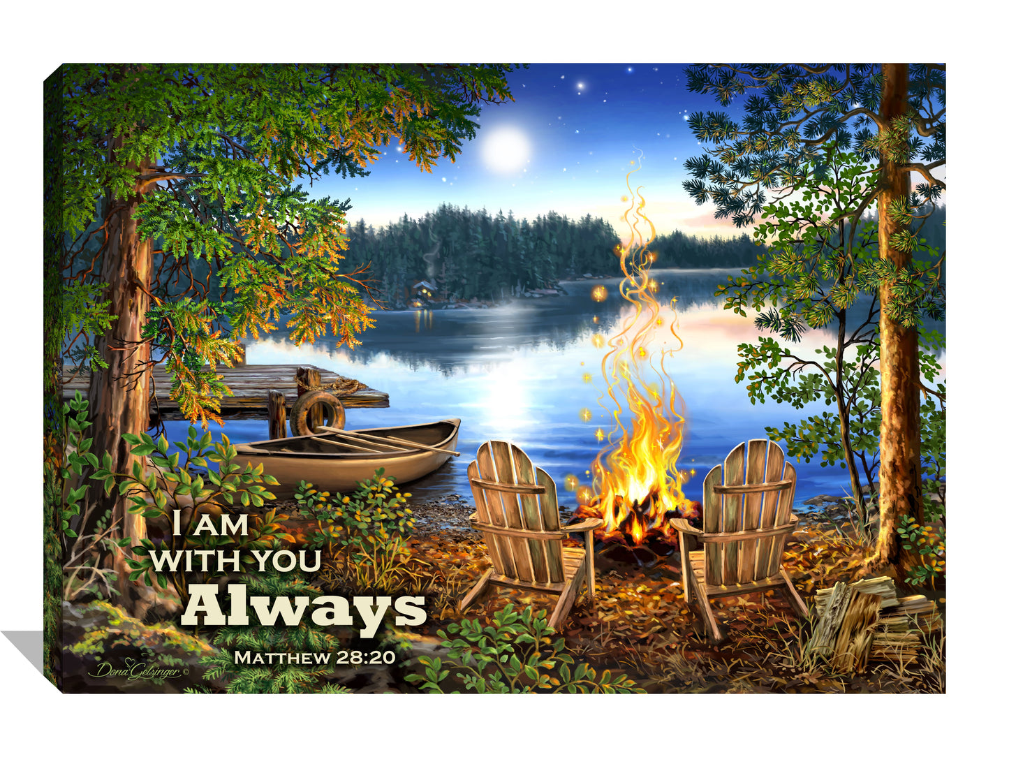 Frameless Canvas-Lakeside w/Scripture (10 x 14)