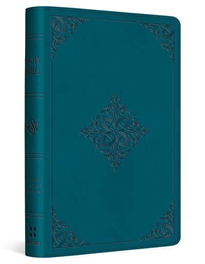 ESV Compact Bible-Deep Teal Fleur-de-lis Design TruTone