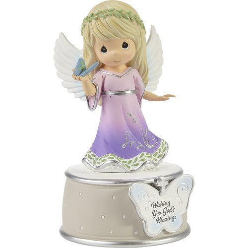 Musical-Angel w/Butterfly-Gods Blessings/Lords Prayer (6"H)