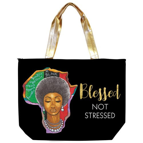 Canvas Handbag-Blessed Not Stressed