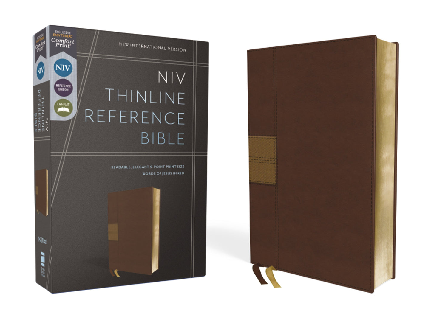 NIV Thinline Reference Bible (Comfort Print)-Brown Leathersoft