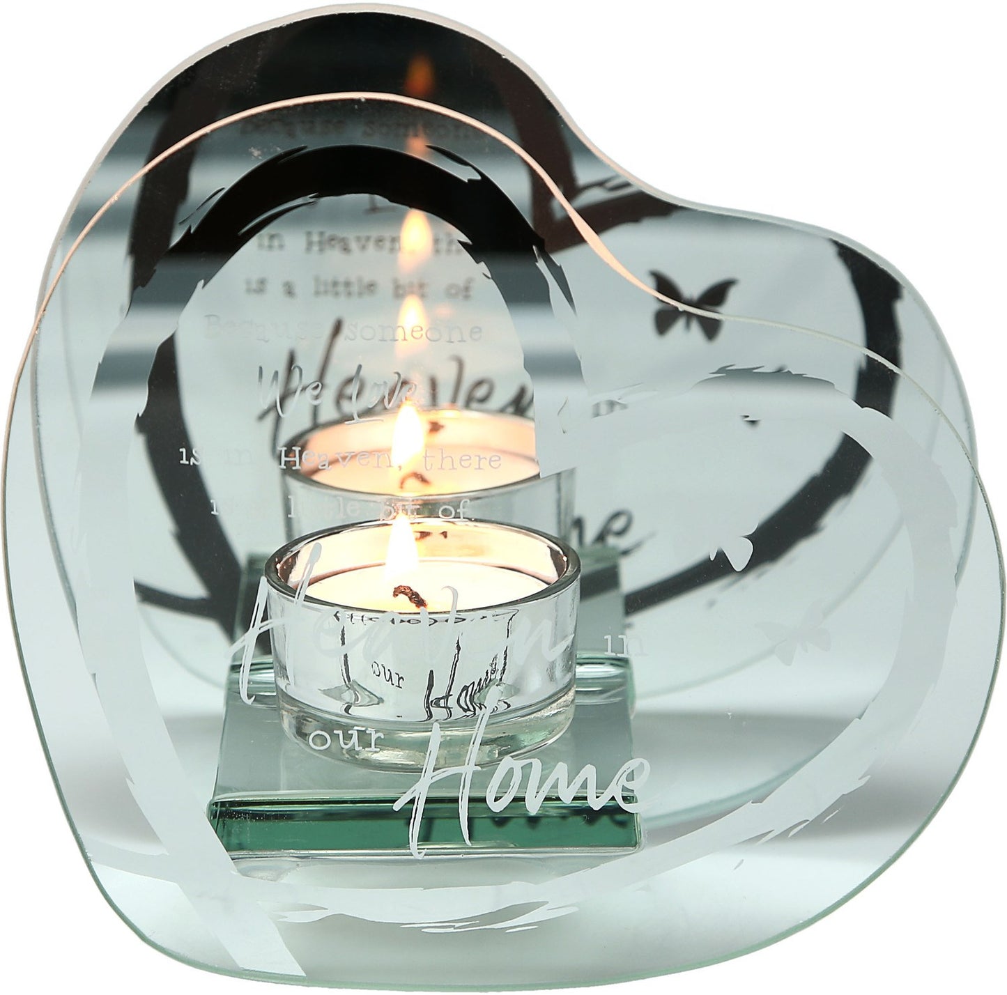 Tealight Holder-Heaven In Our Home (Heart Shaped) (5.5 X 5.25)