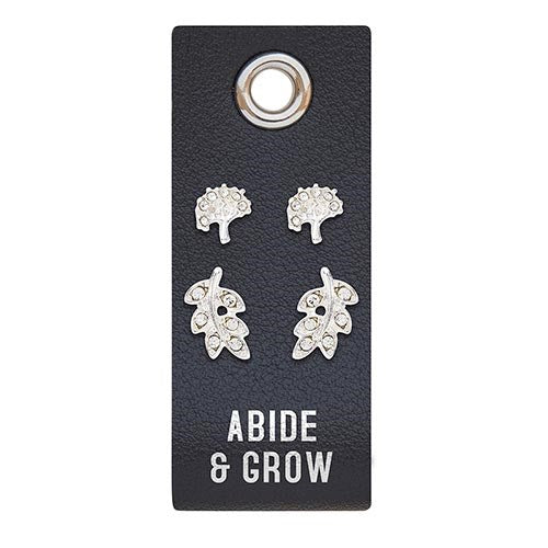 Earrings-Abide & Grow/2 Sets Of Studs On Leather Tag