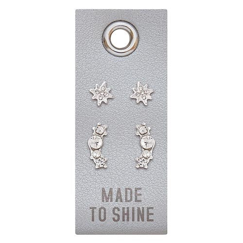 Earrings-Made To Shine/2 Sets Of Studs On Leather Tag
