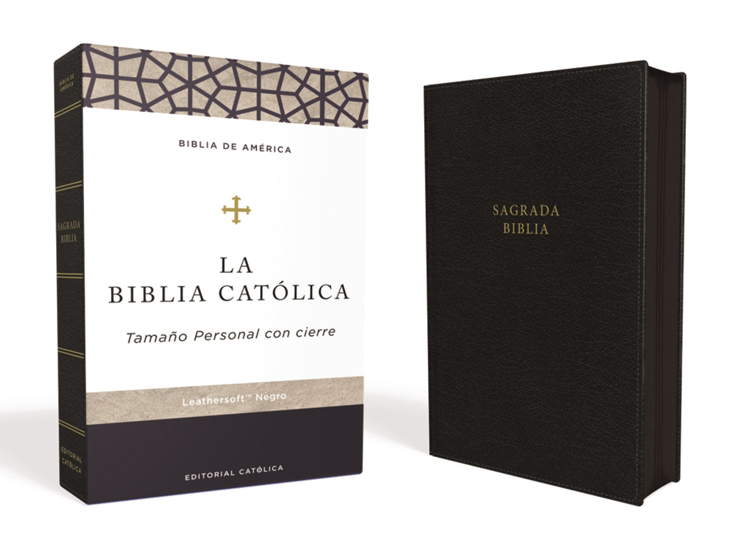 LBLA La Biblia Catolica Tamano Personal Con Cierre (Catholic Bible Personal Size)-Brown Leathersoft With Zipper