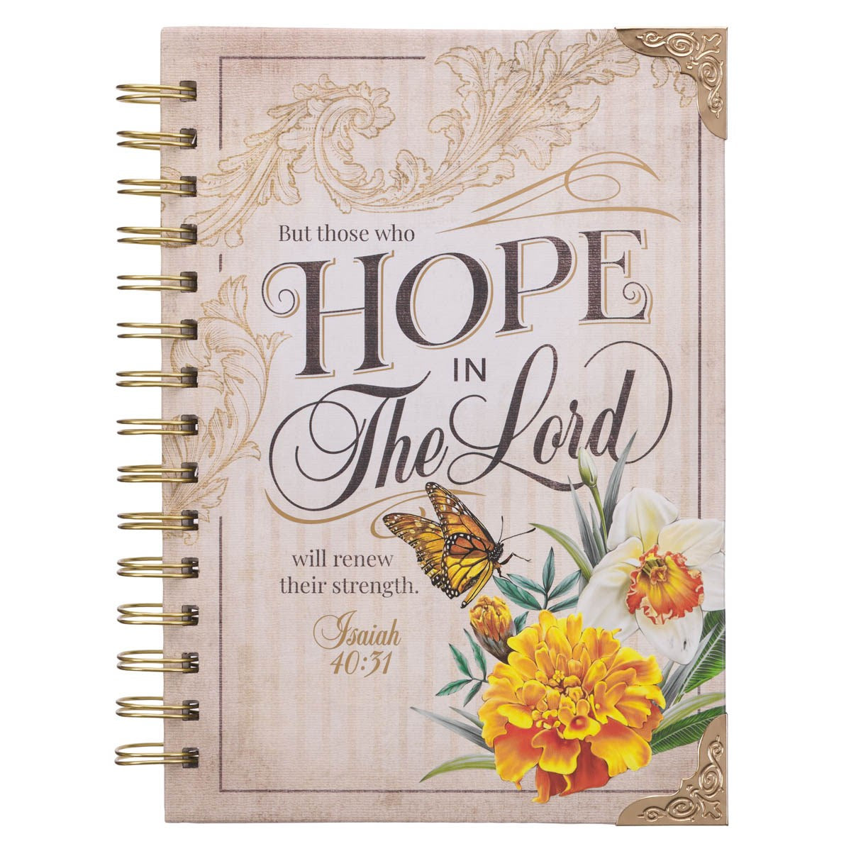 Journal-Wirebound-Hope in The Lord Isaiah 40:31-Butterfly/Deep Ocean Blue