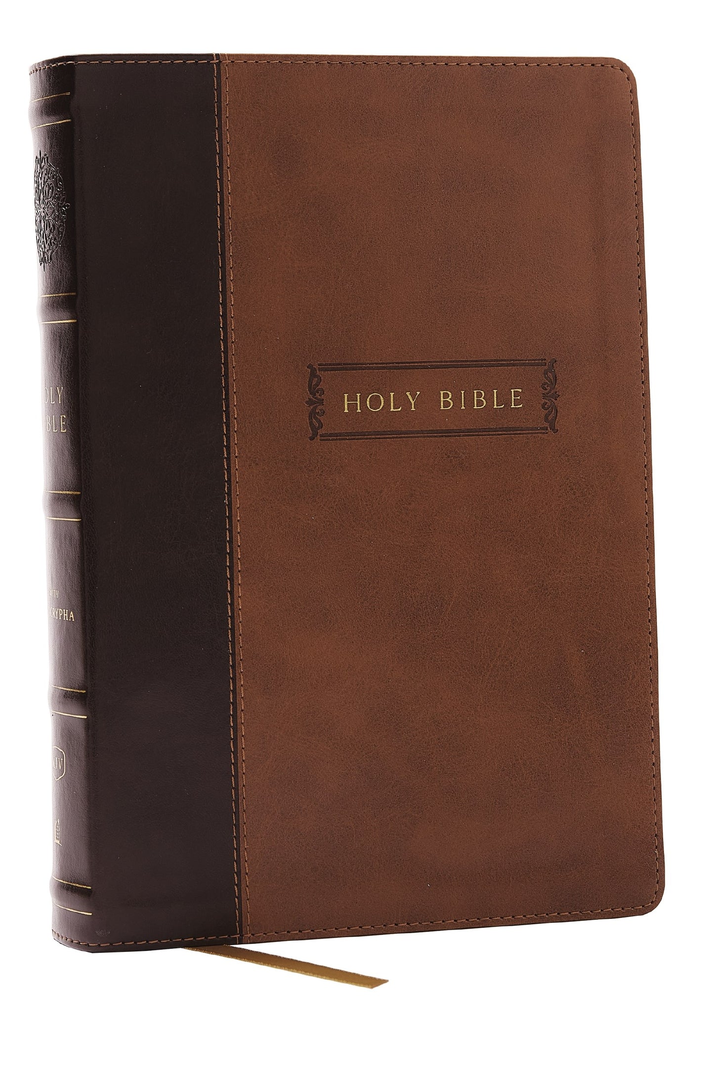 KJV Center-Column Reference Bible With Apocrypha (Comfort Print)-Brown Leathersoft