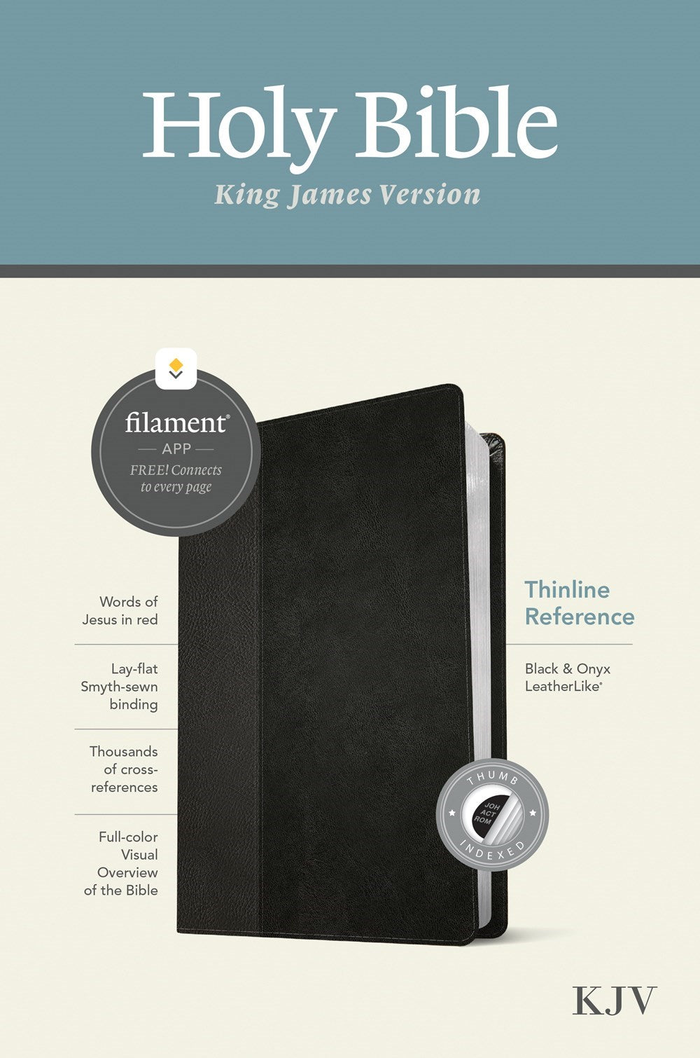 KJV Thinline Reference Bible Filament Enabled Edition-Black/Onyx LeatherLike Indexed