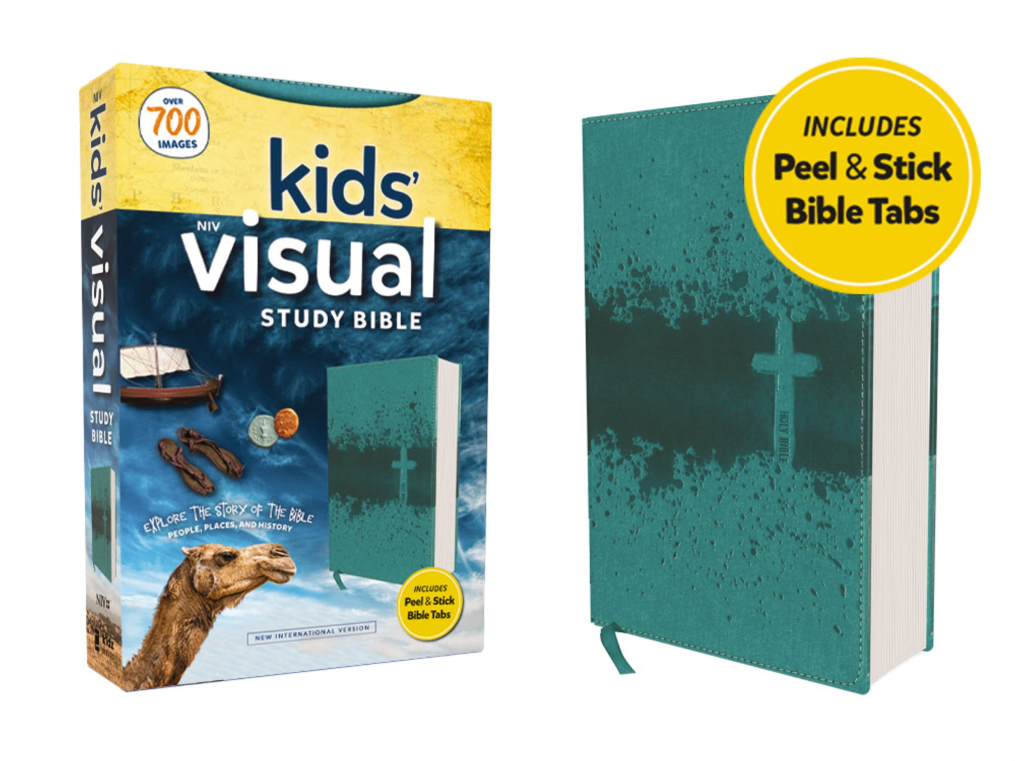 NIV Kids Visual Study Bible (Full Color)-Teal Leathersoft w/Peel & Stick Indexing Tabs