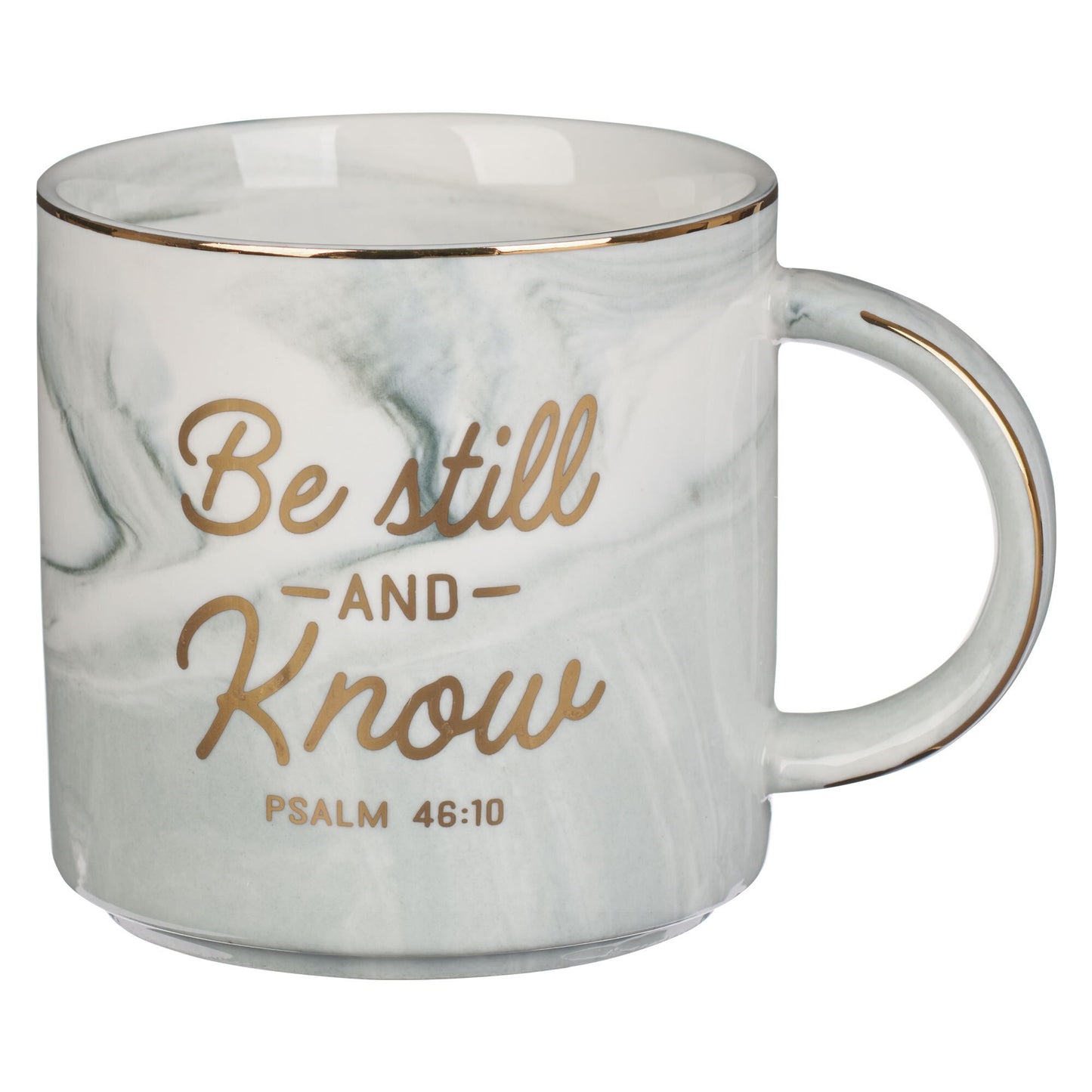 Mug-Be Still & Know (Psalm 46:10)-Gray Marbled (MUG931)