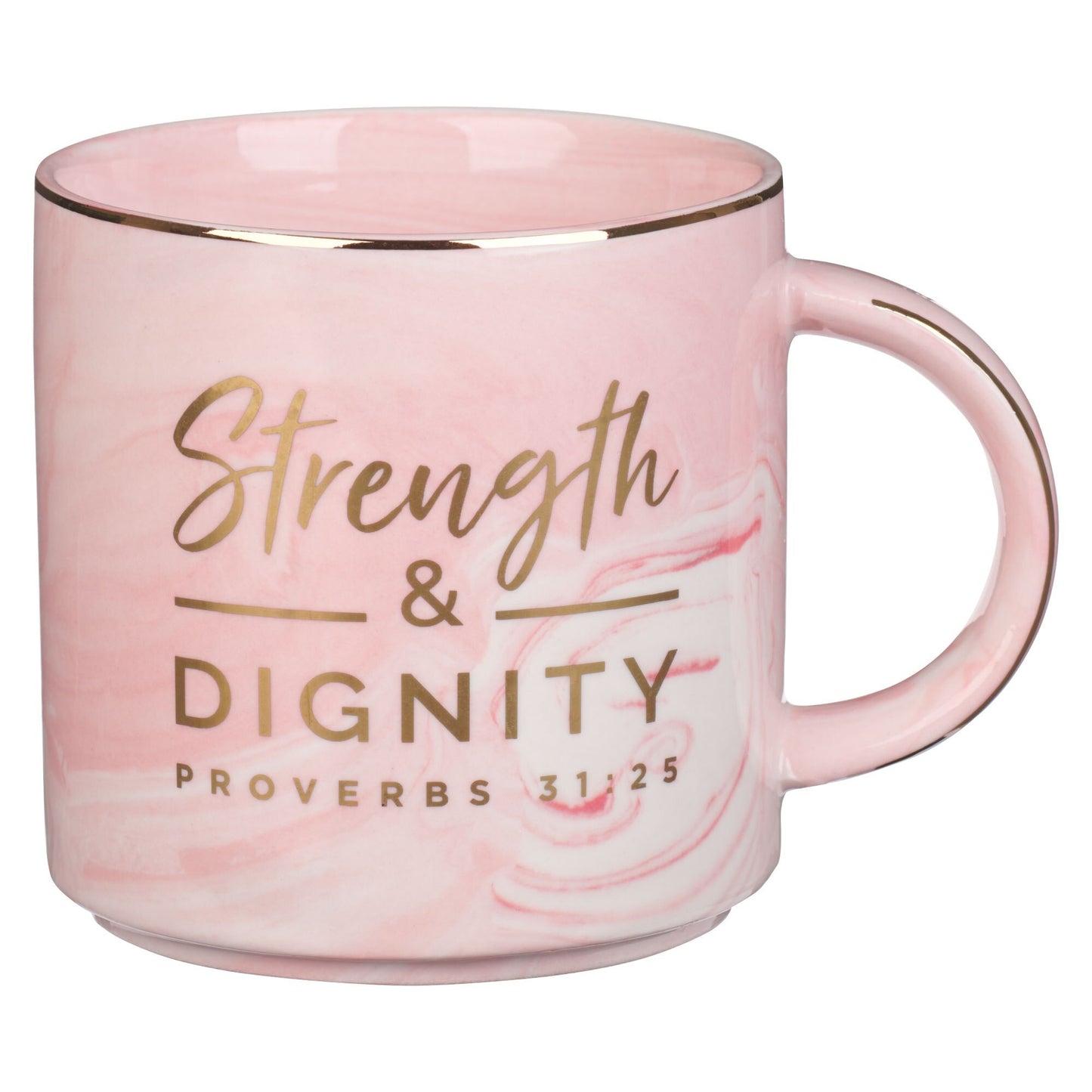 Mug-Strength & Dignity (Proverbs 31:25)-Pink Marbled (MUG932)