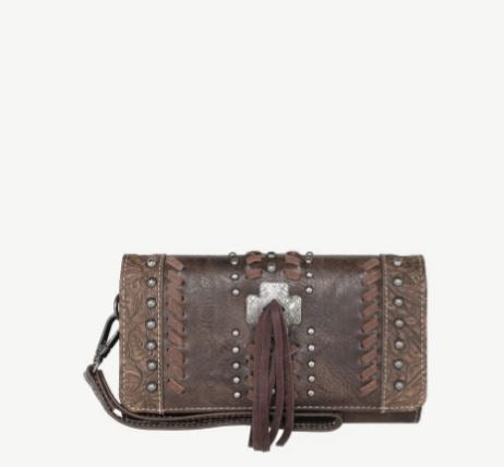 Wallet-Cross with Tassel-Coffee
