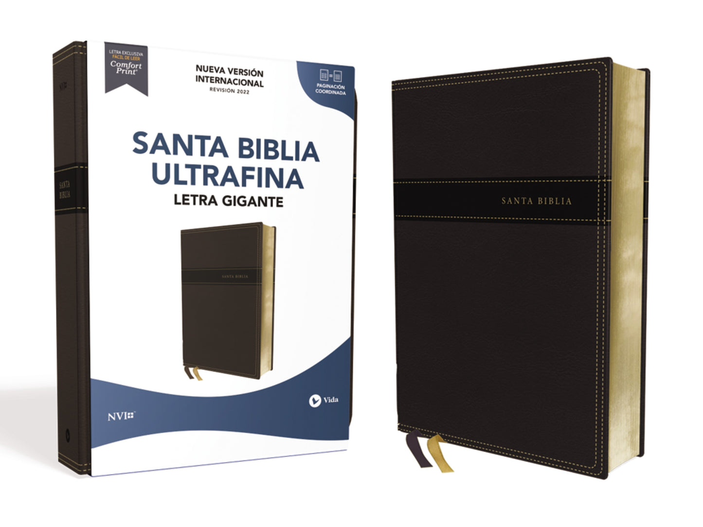 NVI Santa Biblia Ultrafina Letra Grande Texto Revisado 2022 (Ultrathin Giant Print Bible 2022)-Black Leathersoft