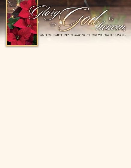 Letterhead-Glory To God In Heaven (Luke 2:14 CEB) (Pack Of 100)