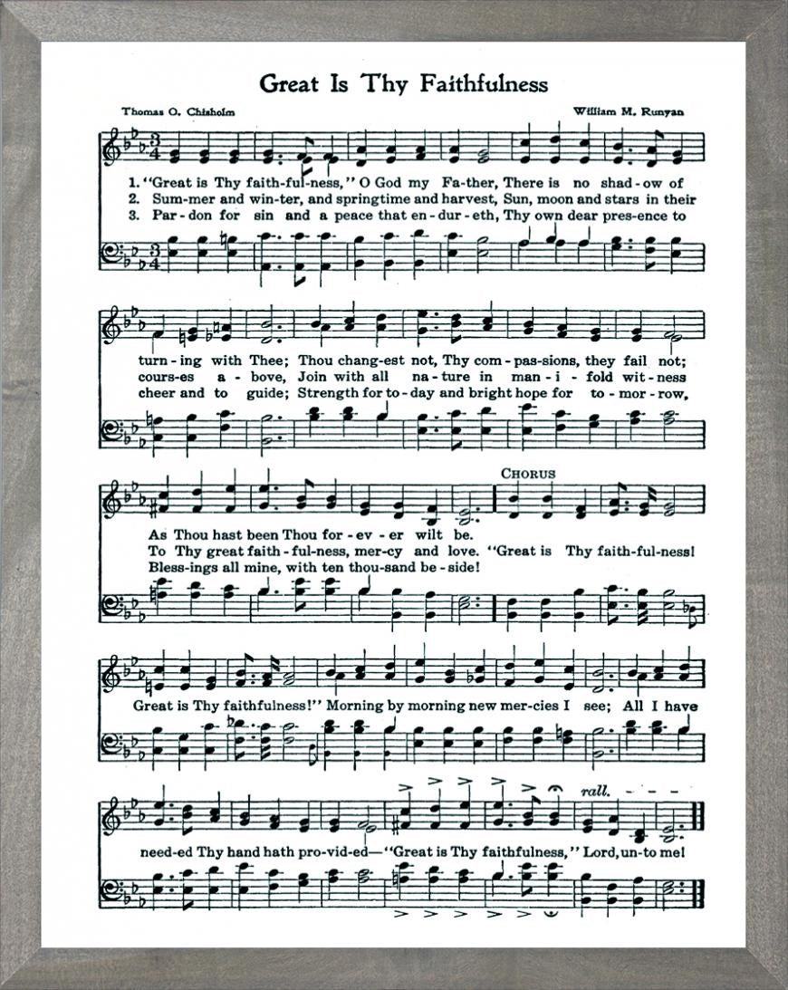 Framed Art-Great Is Thy Faithfulness (11 X 14) (Hymn Art)