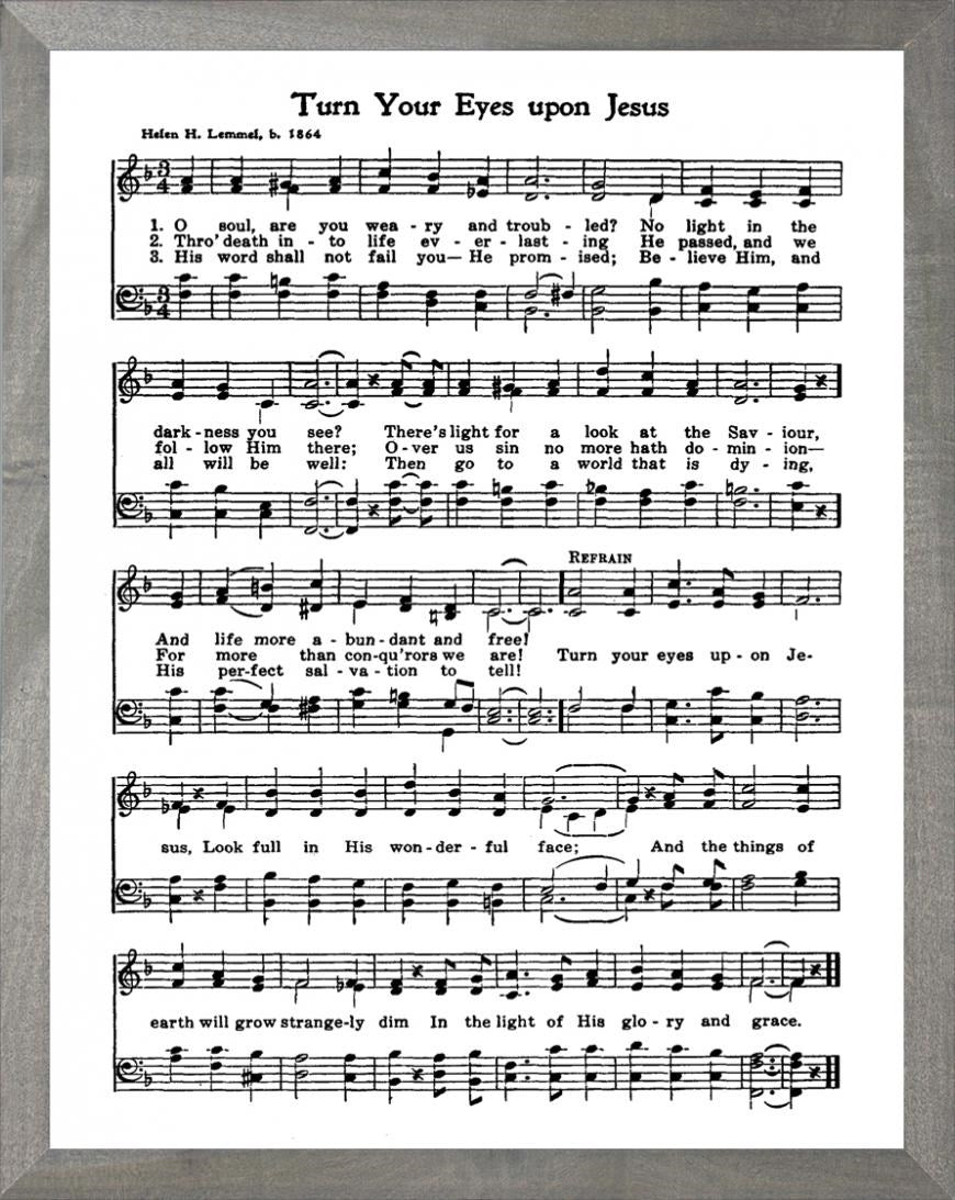 Framed Art-Turn Your Eyes Upon Jesus (11 X 14) (Hymn Art)