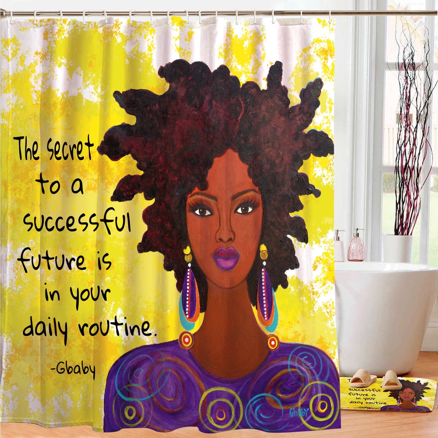 Shower Curtain-Spirited-Includes 12 Plastic Hooks (70" x 70)