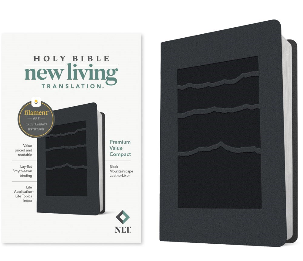 NLT Premium Value Compact Bible Filament Enabled-Black Mountainscape LeatherLike
