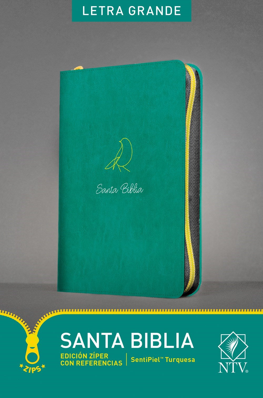 NTV Edicion Ziper con Referencias/Letra Grande (NLT Large Print Zipper Edition w/Refer)-Teal LeatherLike Indexed